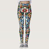 Levendige Mexicaanse borduurwerk Leggings (Voorkant)