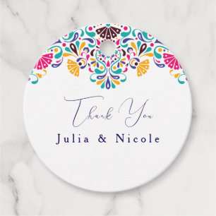 Levendige Mexicaanse Fiesta Style Rainbow Wedding Bedankjes Labels