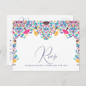 Levendige Mexicaanse Fiesta Style Rainbow Wedding Briefkaart (Voorkant / Achterkant)
