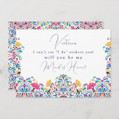 Levendige Mexicaanse Fiesta Style Rainbow Wedding Menu (Voorkant / Achterkant)