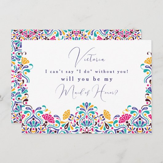 Levendige Mexicaanse Fiesta Style Rainbow Wedding Menu (Voorkant / Achterkant)