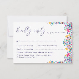 Levendige Mexicaanse Fiesta Style Rainbow Wedding RSVP Kaartje