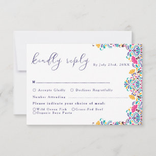 Levendige Mexicaanse Fiesta Style Rainbow Wedding RSVP Kaartje