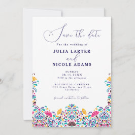 Levendige Mexicaanse Fiesta Style Rainbow Wedding Save The Date