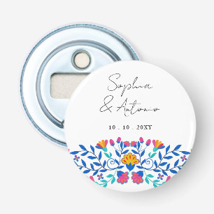 Levendige Mexicaanse Floral Fiesta bruiloft Button Flesopener