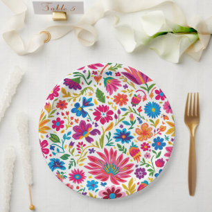 Levendige Mexicaanse Floral Fiesta bruiloft Papieren Bordje