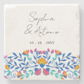 Levendige Mexicaanse Floral Fiesta bruiloft Stenen Onderzetter (Voorkant)