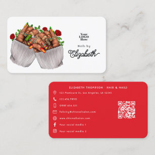 Levendige Mexicaanse Nail Salon Branding Visitekaartje