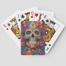 Levendige Mexicaanse viering: Sugar Skull Art Pokerkaarten