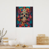 Levendige Mexicaanse viering: Sugar Skull Art Poster (Keuken)