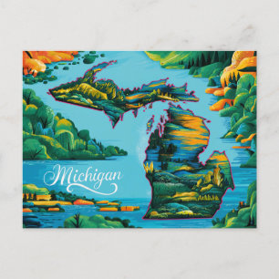 Levendige Michigan Kaart Kunst