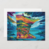 Levendige Minnesota kaart kunst (Voorkant / Achterkant)