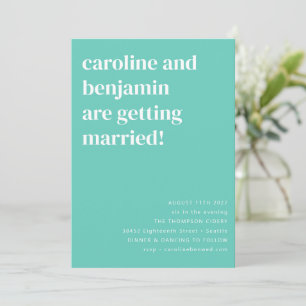 Levendige Mint Aqua Blauwgroen Clean Modern Weddin Kaart