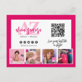 Levendige Moderne Magenta Mode Aangepaste Foto Mar Briefkaart (Achterkant)