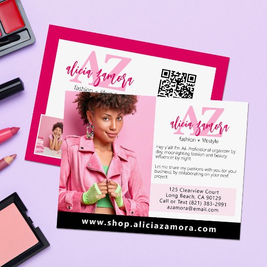 Levendige Moderne Magenta Mode Aangepaste Foto Mar Briefkaart