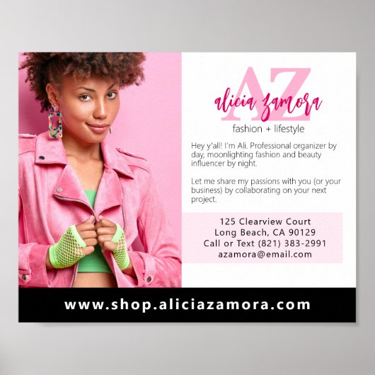 Levendige Moderne Magenta Mode Aangepaste Foto Mar Poster (Voorkant)