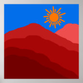 Levendige Mountain Sunset Abstracte kunst Poster (Voorkant)