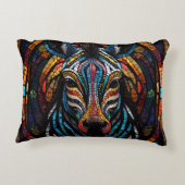 Levendige Mozaïek Zebra Accent Kussen (Achterkant)