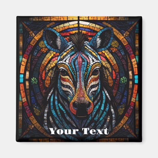 Levendige Mozaïek Zebra Magneet (Voorkant)