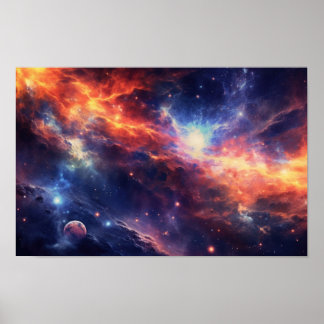 Levendige Nebula Galaxy Art - Kleurrijke Kosmische Poster
