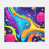 Levendige Neon Abstracte Art Splash Fleece Deken (Voorkant (Horizontaal))