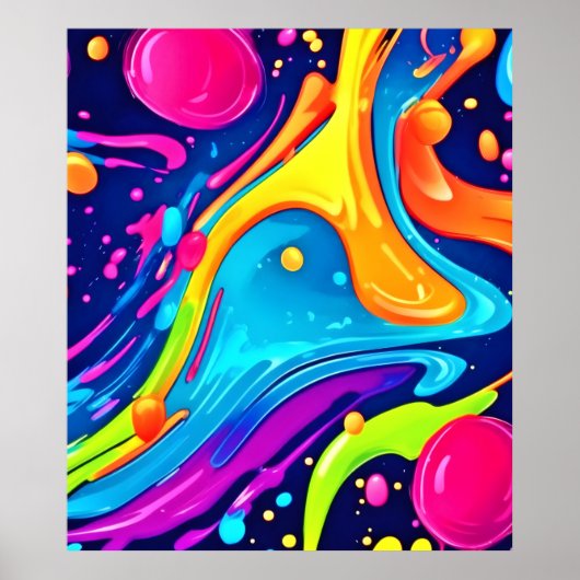 Levendige Neon Abstracte Art Splash Poster (Voorkant)