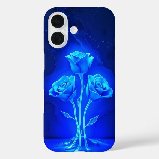 Levendige Neon Blue Roos Hoesje-Mate iPhone Case (Achterkant)