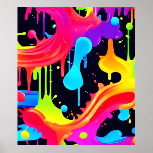 Levendige Neon Color Splash Art Poster