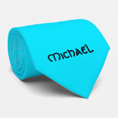 Levendige neon fluorescerend blauw Keltisch Naam Stropdas (Opgerold)