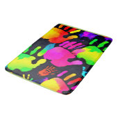 Levendige Neon Handprint Art Badmat (Gekanteld)
