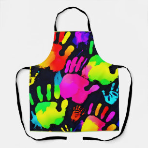 Levendige Neon Handprint Art Schort