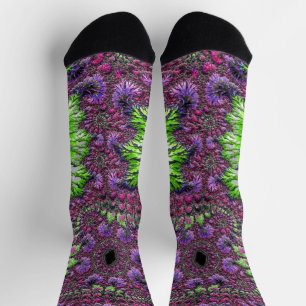 Levendige Neon Kleurrijke Trippy Groovy Fractale K Sokken
