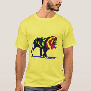 Levendige Neon Leeuw Illustratie met Levendig Mage T-shirt