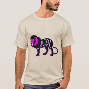 Levendige Neon Leeuw Illustratie met Levendig Mage T-shirt