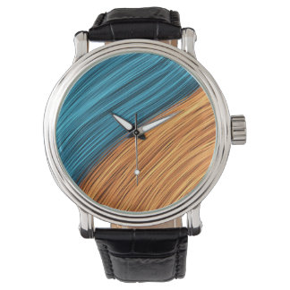Levendige Neon Lichtstrengen van Blauw en Oranje Horloge
