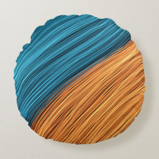 Levendige Neon Lichtstrengen van Blauw en Oranje Rond Kussen