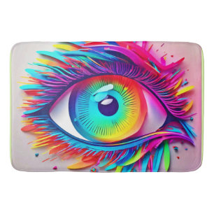 Levendige Neon Oog Abstracte Kunst Badmat