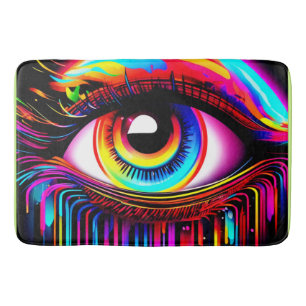 Levendige Neon Oog met Smeltende Kleuren Badmat