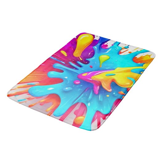 Levendige Neon Paint Splash Art Badmat (Gekanteld)