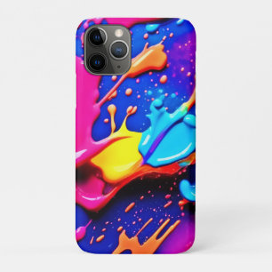 Levendige Neon Paint Splatter kunstwerk iPhone 11 Pro Hoesje