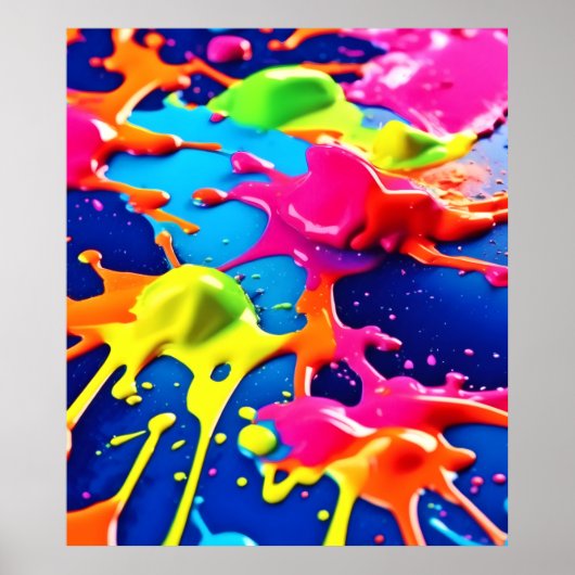 Levendige Neon Verfspatten Explosie Kunst Poster (Voorkant)