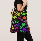 Levendige neon vruchten patroon kunst draagtas (Dichtbij)