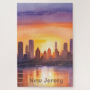Levendige New Jersey Waterverf Sunset Art Legpuzzel