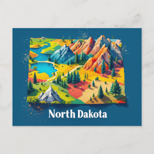 Levendige North Dakota landschapskunst   kleurrijk Feestdagenkaart
