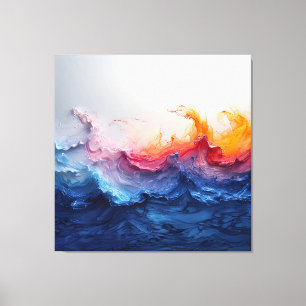 Levendige Oceaangolf Harsstroom Gloed Canvas Afdruk