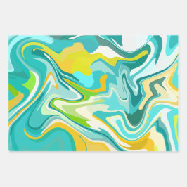 Levendige oceaangolven inpakpapier vel