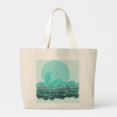 Levendige oceaangolven & zonsondergang grote tote bag (Achterkant)