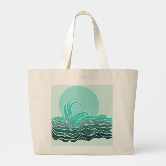 Levendige oceaangolven & zonsondergang grote tote bag (Achterkant)