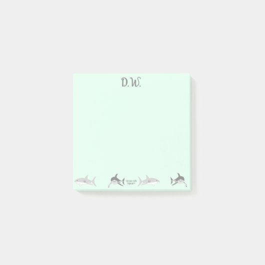 Levendige Ocean Sharks Groene Illustratie Post-it® Notes (Voorkant)