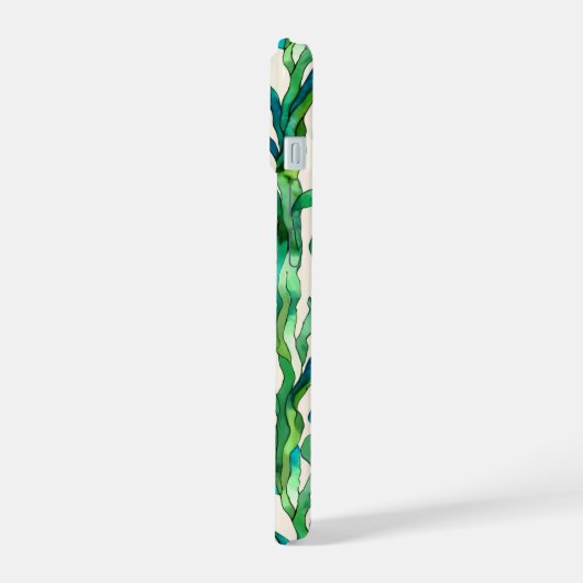 Levendige Ocean Zee onkruid Plant iPhone 15 Hoesje (Linkerkant)